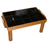 Black Ceramic, Oak and Rope Coffee Table