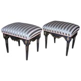 PAIR OF SWEDISH GUSTAVIAN BLK PAINTED STOOLS