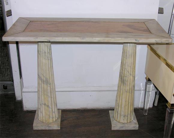 Pair of Pompeian style marble consoles