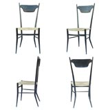 Vintage a set of  four Manner of Ponti large Chaivarina chairs