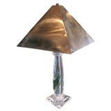 Vintage Beautiful Lucite Column Lamp with Silvered Tole Shade