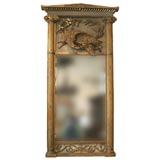19th c. Painted and Gilded Trumeau Mirror