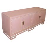 Retro Pink Lacquered Console with Brass Pulls