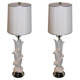 Pair of 1940s Ceramic and Nickel lamps Vintage Pair of 1940s Ceramic and Nickel lamps