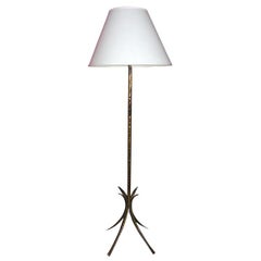 Hand-hammered Bronzed Metal 1930's French Floor Lamp