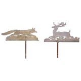 Two Iron 19th c. English Animal Weathervanes of Fox and Stag