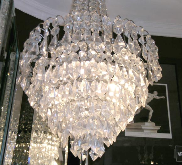 1940's crysal and chrome chandelier