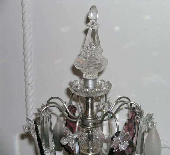 French Pair of Crystal Amethyst Candelabras