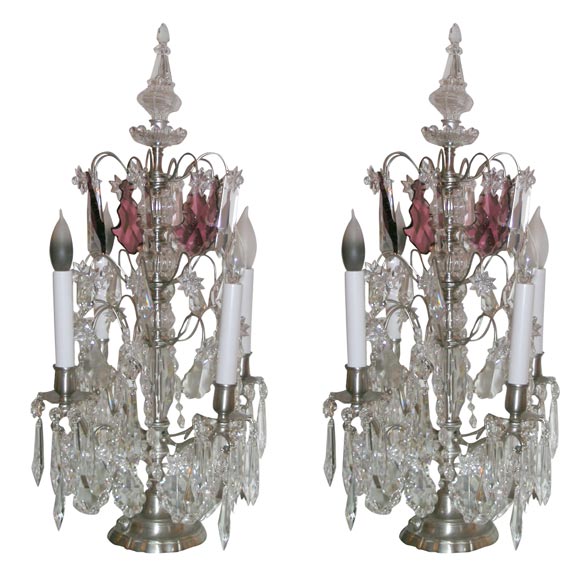 Pair of Crystal Amethyst Candelabras