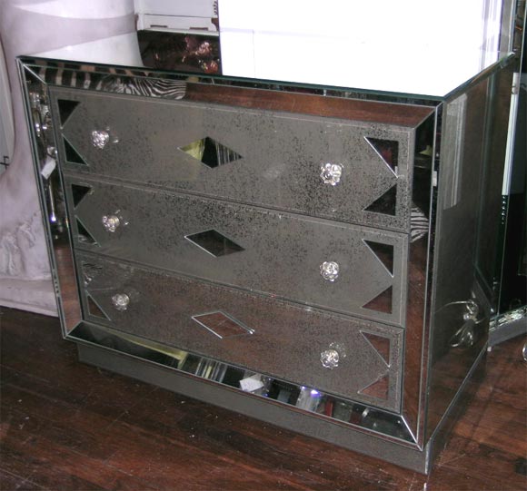 pair of 2 tone mirrored dressers