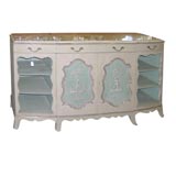 Vintage Great Painted Sideboard With Gold Leaf Top