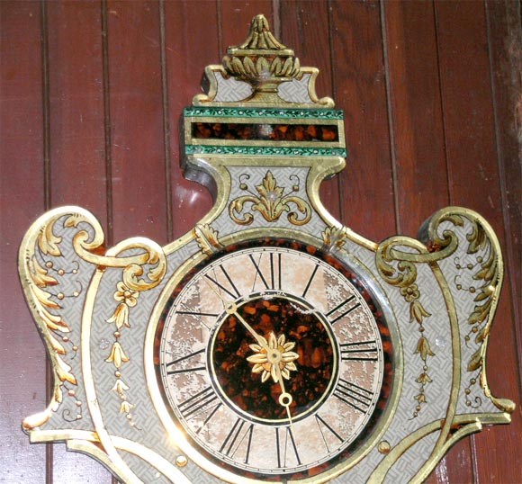 Italian Fanciful Eglomise Electric Wall Clock For Sale