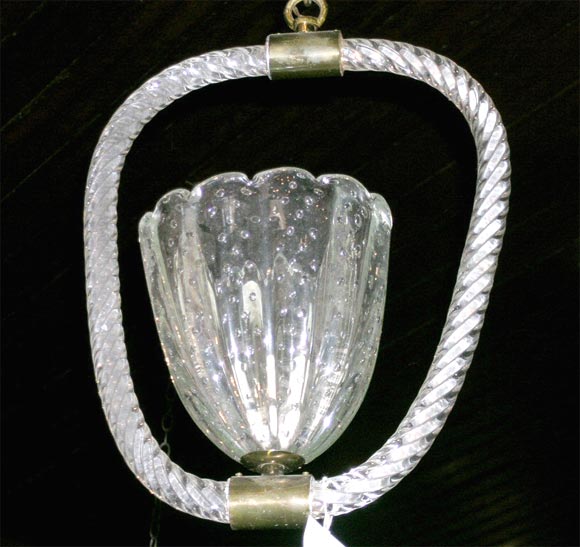 Mid-20th Century Barovier Murano, Venetian Glass Hanging Light For Sale