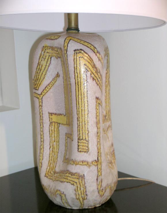 Italian Pair of Ceramic Table Lamps by Guido Gambone