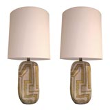 Vintage Pair of Ceramic Table Lamps by Guido Gambone