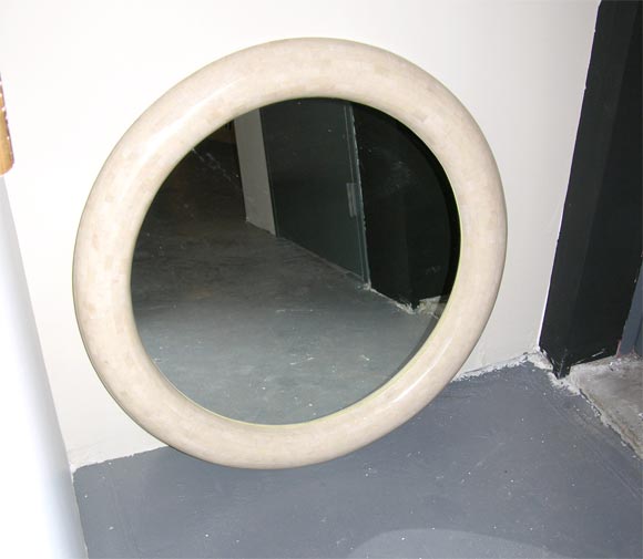 Tessellated Bone Frame Super Size Round Mirror by Karl Springer