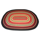 Vintage 1920'S ROOM SIZE OVAL BRAIDED RUG IN RED/TAN/KHAKI