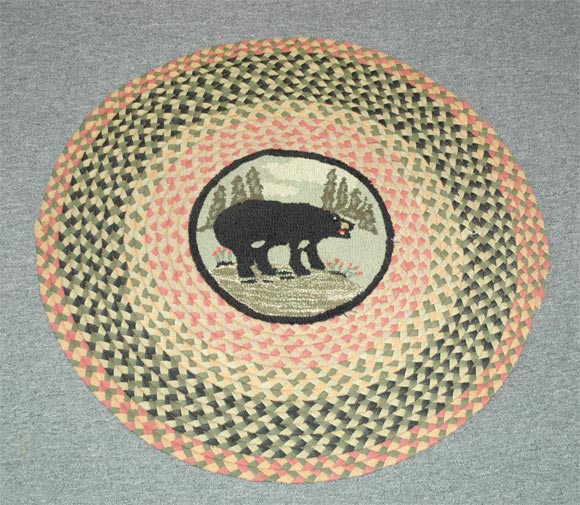 1960'S ROUND BRAIDED AND CENTER HAND HOOKED RUG
