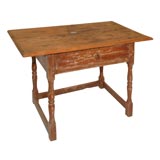 19THC  BROWN PAINTED TAVERN TABLE WITH DRAWER
