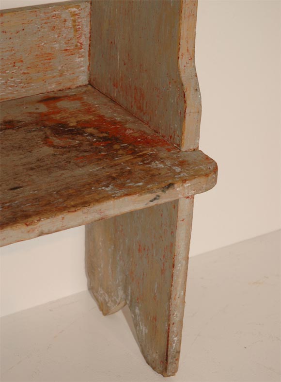 19THC ORIGINAL GREY OVER RED PAINTED BUCKET BENCH 2