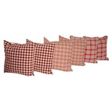 19THC RED'S AND OTHER COLORS HOMSPUN LINEN PILLOWS