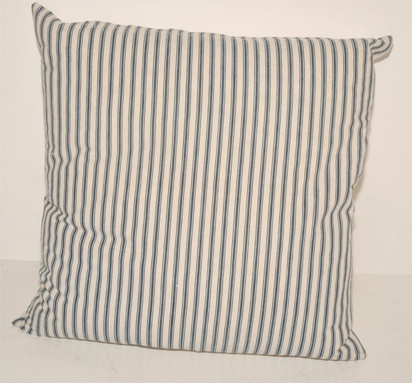 19THC BLUE AND WHITE TICKING PILLOWS 2