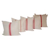 Antique 19THC HOMSPUN LINEN PILLOWS WITH DOWN AND FEATHER INSERTS