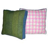 Pair Vintage Pink Tweed and Marimekko Pillows
