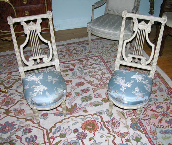Rare Pair of Louis XVI Chauffeuses (Low Chairs)