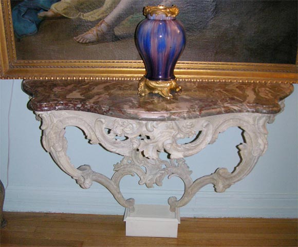 Louis XV Grey-Painted Console Table