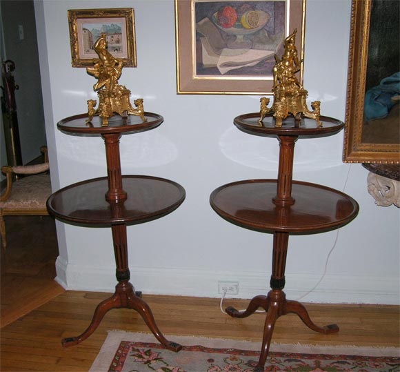 A Pair of Directoire Style Mahogany Two-Tier Serviteurs Muets