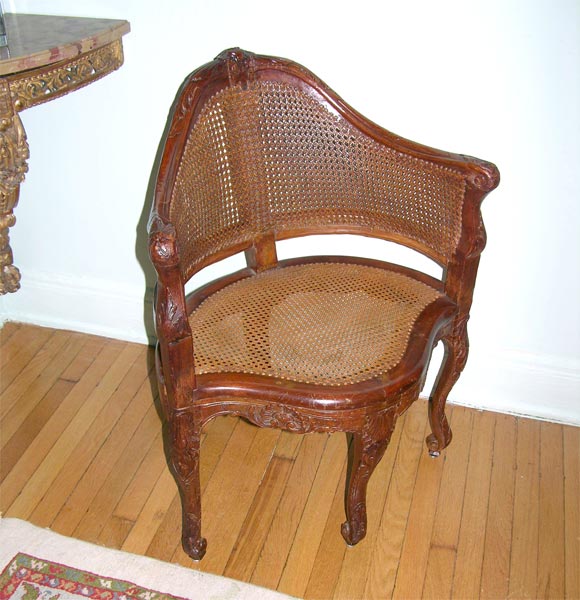 French Louis XV Beechwood Fauteuil de Bureau (Desk Chair) For Sale