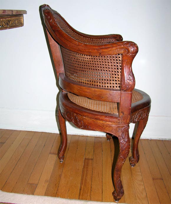 18th Century and Earlier Louis XV Beechwood Fauteuil de Bureau (Desk Chair) For Sale