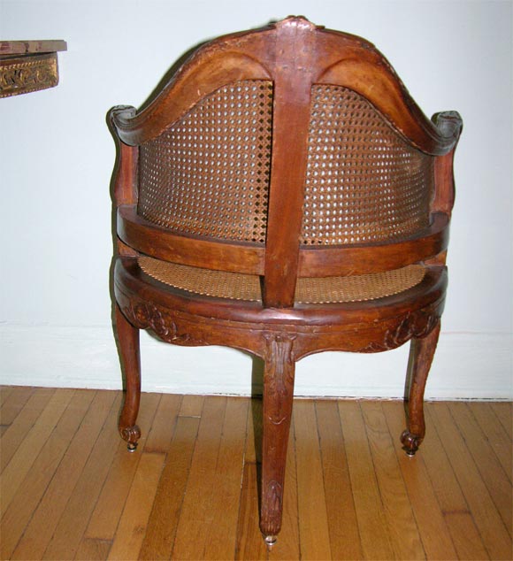 Wood Louis XV Beechwood Fauteuil de Bureau (Desk Chair) For Sale