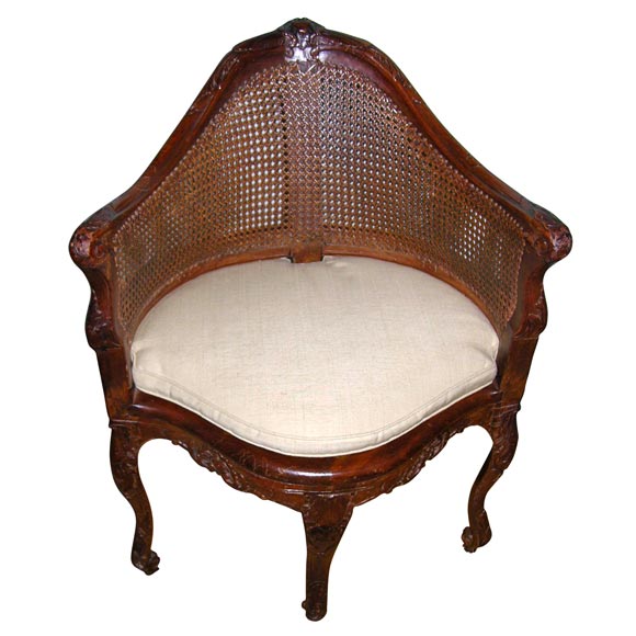 Louis XV Beechwood Fauteuil de Bureau (Desk Chair) For Sale