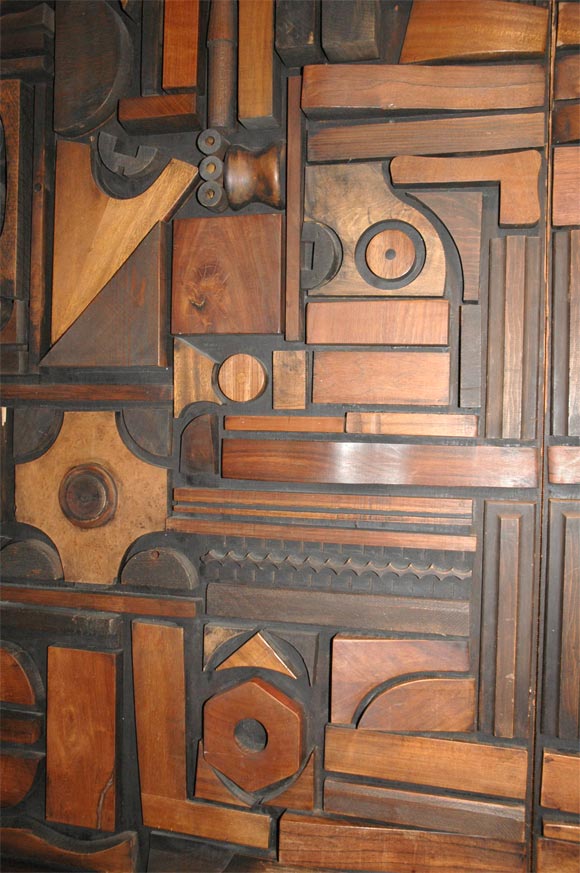 Pr. of assorted wood sculptural doors by Mabel Hutchinson 1