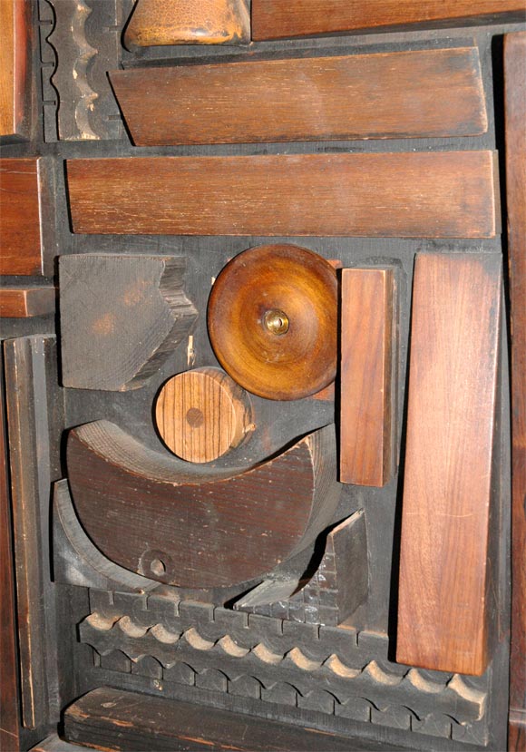 Pr. of assorted wood sculptural doors by Mabel Hutchinson 3