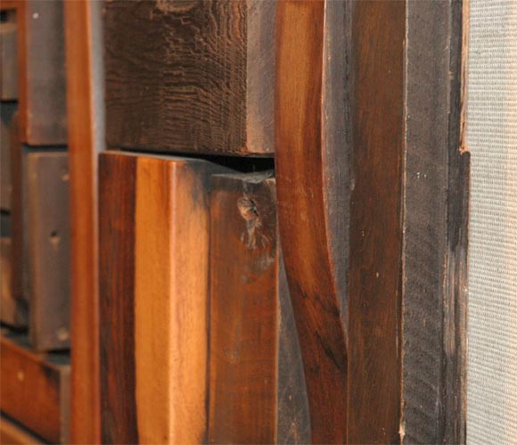 Pr. of assorted wood sculptural doors by Mabel Hutchinson 4