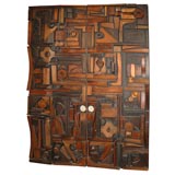 Pr. of assorted wood sculptural doors by Mabel Hutchinson