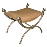 Bronzed Cat Head leather bench