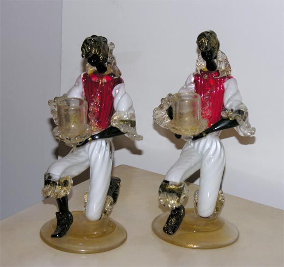 #2022 Pair of Venetian Glass Candlesticks