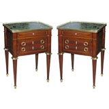 Pair of Louis XVI Marble Top Petit Commodes by Krieger