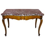 Louis XV Walnut Serpentine Marble Top Console