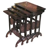 Rare Inlaid Nest of Tables