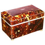 Tortoise Shell Teacaddy w/Sterling Silver, Ivory and Treen Trim