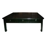 Antique Black Lacquer three drawer coffee table