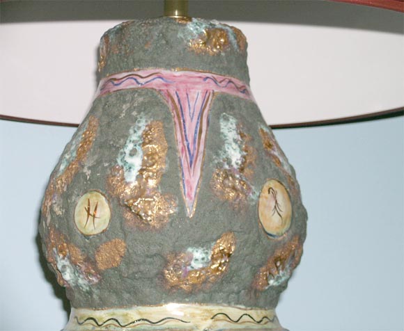 Italian Pair of Large Scale Ceramic Lamps