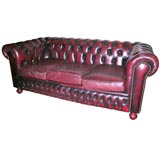 Tufted Red Leather Chesterfield Sofa