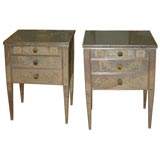 Pair of Venetian Mirrored Nite Stands with Eglomaise Panels