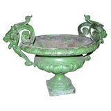 Antique French Green Cast Iron Urn